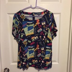 ModCloth travel print top, size 2X